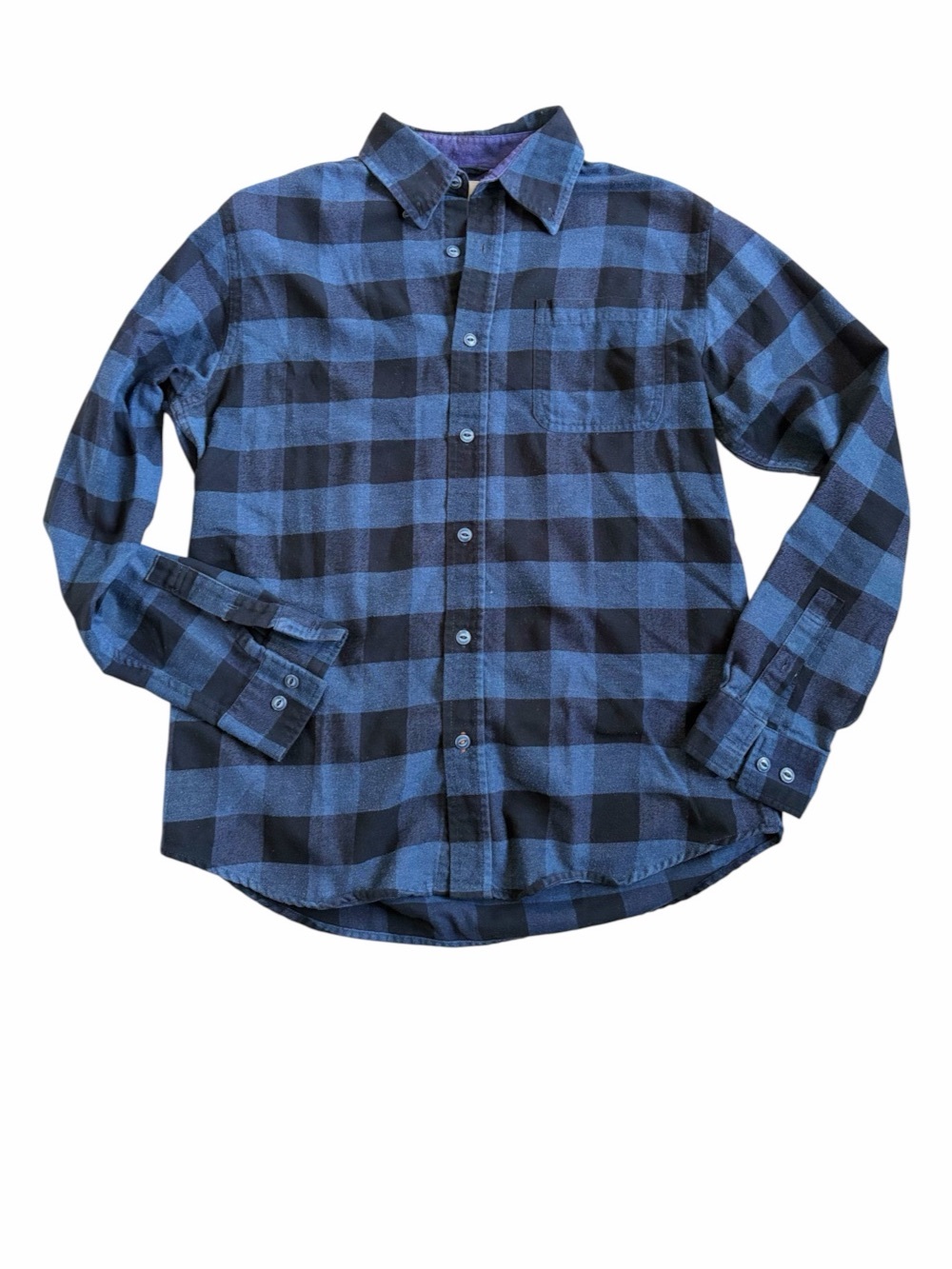 Weatherproof Blue and Black Plaid Button-Down Shirt Medium Vintage